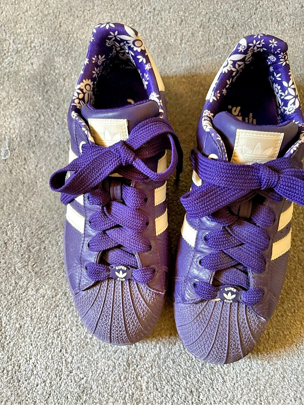 adidas Superstar Purple & White Floral Sneakers Like New